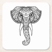 Elefant-Kopf-Gekritzel Rechteckiger Pappuntersetzer (Vorderseite)