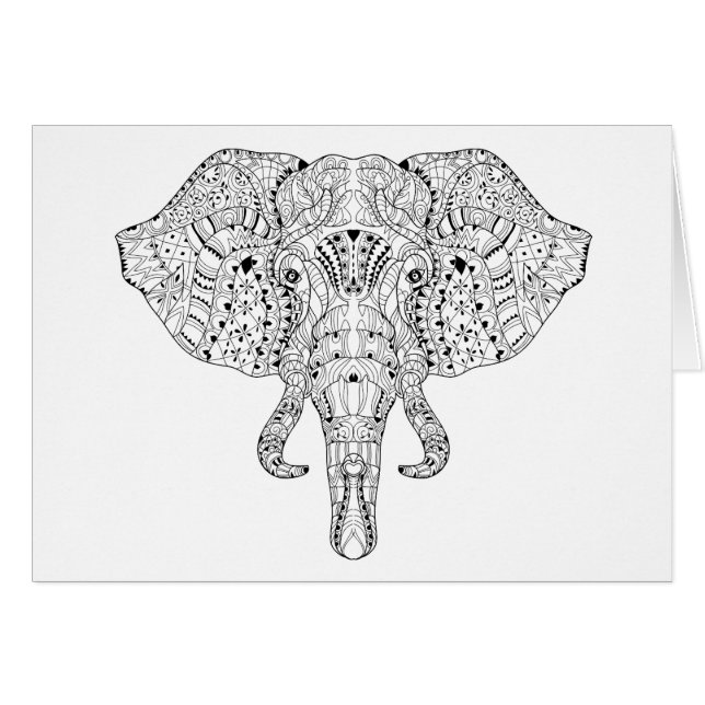 Elefant-Kopf-Gekritzel-Skizze (Vorderseite (Horizontal))