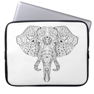 Elefant-Kopf-Gekritzel-Skizze Laptopschutzhülle