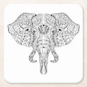 Elefant-Kopf-Gekritzel-Skizze Rechteckiger Pappuntersetzer (Vorderseite)