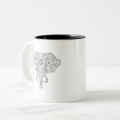 Elefant-Kopf-Gekritzel-Skizze Zweifarbige Tasse (Vorderseite Links)