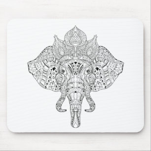 Elefant-Kopf inspiriertes Gekritzel Mousepad
