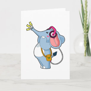 Elefant Kopfhörer Musik Karte