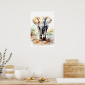 Elefant Kunstdruck Poster Afrika Wand Dekoration (Küche)