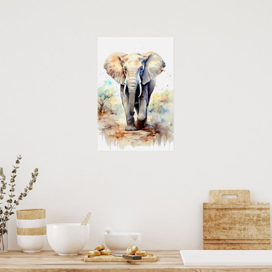 Elefant Kunstdruck Poster Afrika Wand Dekoration (Küche)