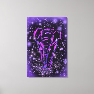 Elefant Leinwanddruck Lila Pink Sternennacht