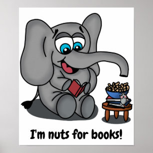 Elefant lesen: Ich bin Nackte für Bücher Poster