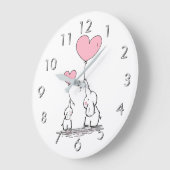 Elefant-Liebe Große Wanduhr (Winkel)