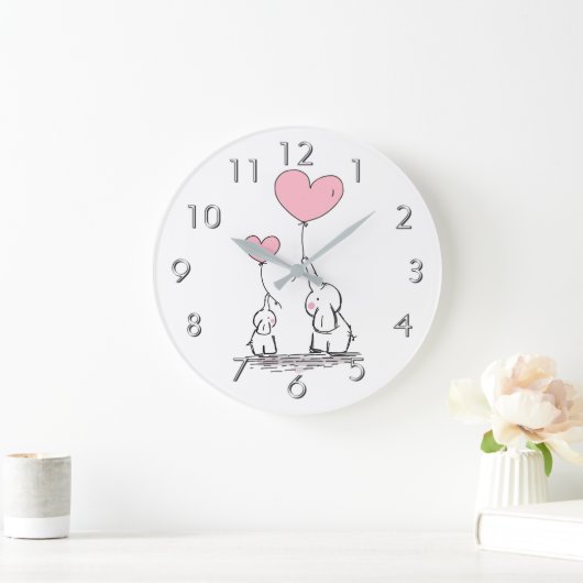 Elefant-Liebe Große Wanduhr (Zuhause)