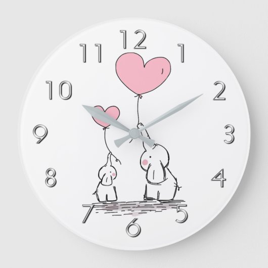 Elefant-Liebe Große Wanduhr (Vorderseite)
