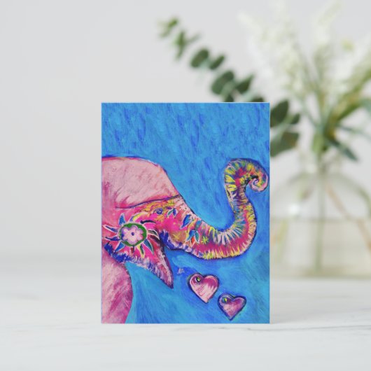 Elefant Liebe Postkarte (Stehend Vorderseite)