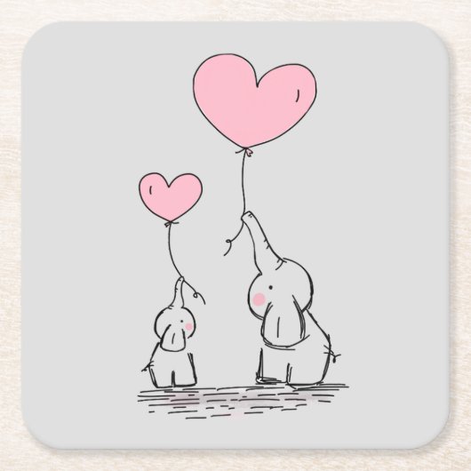 Elefant-Liebe Rechteckiger Pappuntersetzer (Vorderseite)