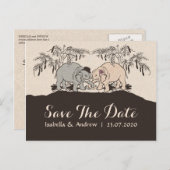 Elefant Liebe Save the Date Ankündigungspostkarte (Vorne/Hinten)