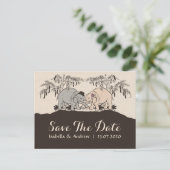 Elefant Liebe Save the Date Ankündigungspostkarte (Stehend Vorderseite)