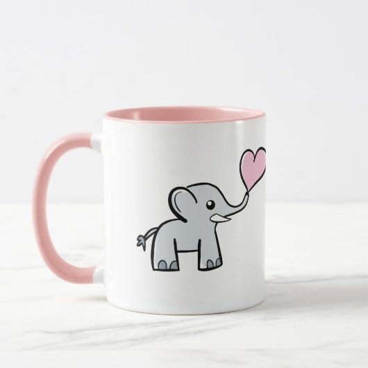 Elefant-Liebe-Tasse - Rosa Tasse (Links)