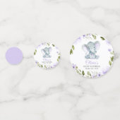 Elefant, Lila Aquarellfarben-Blume, Babydusche Konfetti (Vorderseiten)