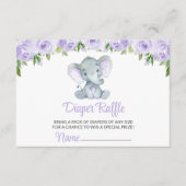 Elefant, Lila Aquarellfarben-Blume, Windeln Begleitkarte (Vorderseite)