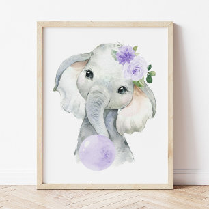 Elefant, Lila Kaugummi, geschlechtsneutral Fotodruck