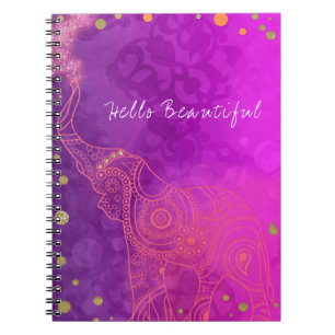 Elefant Lila Rosa Orange & Gold Benutzerdefiniert  Notizblock