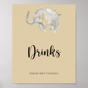 Elefant Luftballon Getränke bedienen Sie sich Poster