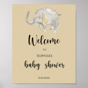 Elefant Luftballon Willkommen Baby-Party Poster