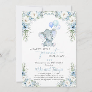 Elefant & Luftballons Baby Junge Baby Shower Einla Einladung