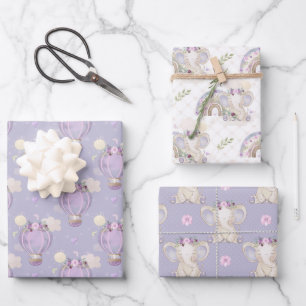 Elefant Mädchen Baby Baby Shower Geschenkpapier Set