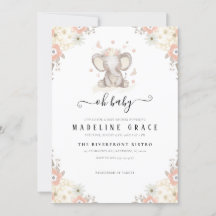 Elefant Mädchen Baby Shower Einladung