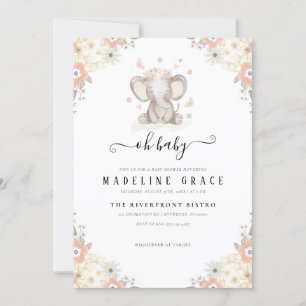 Elefant Mädchen Baby Shower Einladung