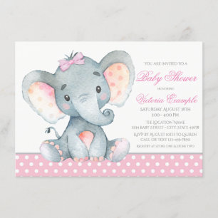 Elefant Mädchen Baby Shower Einladungen