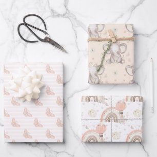 Elefant Mädchen Baby Shower Geschenkpapierbögen Geschenkpapier Set