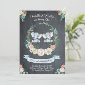 Elefant-Mädchen-Junge- Doppeleinladung, mit Einladung (Stehend Vorderseite)