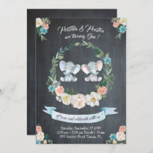 Elefant-Mädchen-Junge- Doppeleinladung, mit