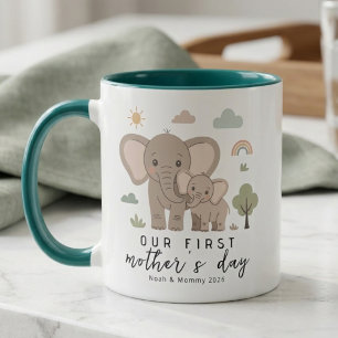 Elefant Mama Baby Erstes Muttertags-Design Tasse