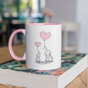 Elefant Mama & Baby Rosa Muttertags-Baby-Party Tasse