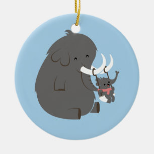 Elefant-Mama und Baby Keramik Ornament