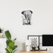 Elefant Mama und Baby Poster (Heimbüro)