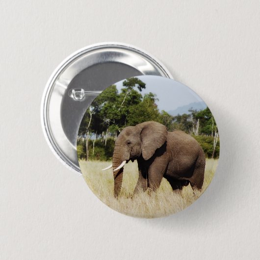 Elefant-Masai Mara, Kenia Abzeichenknopf Button (Vorne & Hinten)