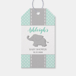 Elefant Mintgrün Punkte Babyparty-Geschenk Geschenkanhänger