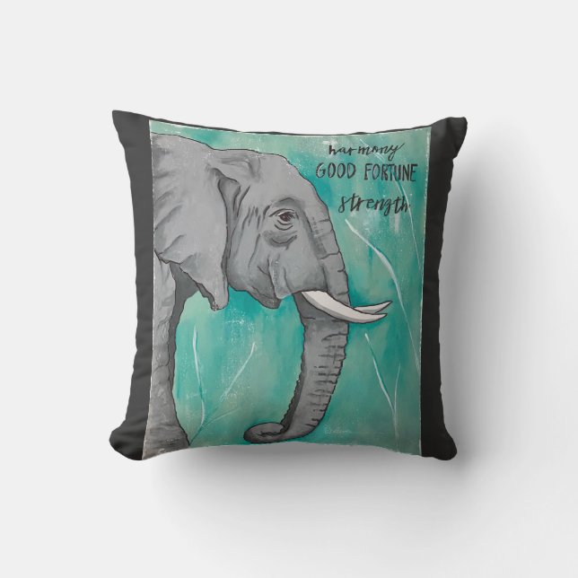 Elefant mit aquamarinem Hintergrund Kissen (Vorderseite)