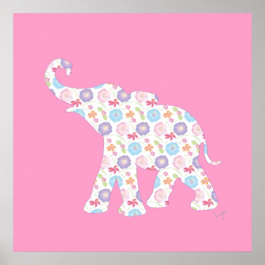 Elefant mit Aquarellmuster niedlich Poster (Vorne)