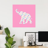 Elefant mit Aquarellmuster niedlich Poster (Heimbüro)