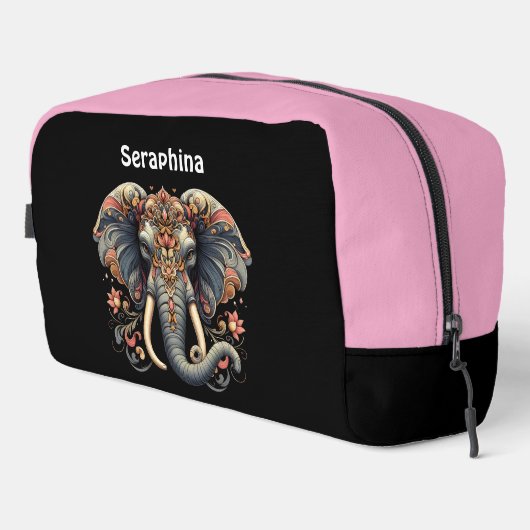 Elefant mit aufwändigen Blumendesigns Waschbeutel (Rechte Ecke)