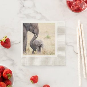 Elefant mit Baby-Foto Serviette