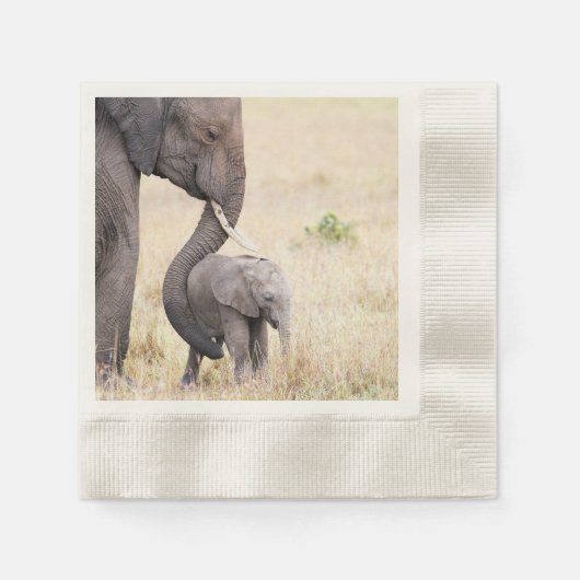 Elefant mit Baby-Foto Serviette (Vorderseite)