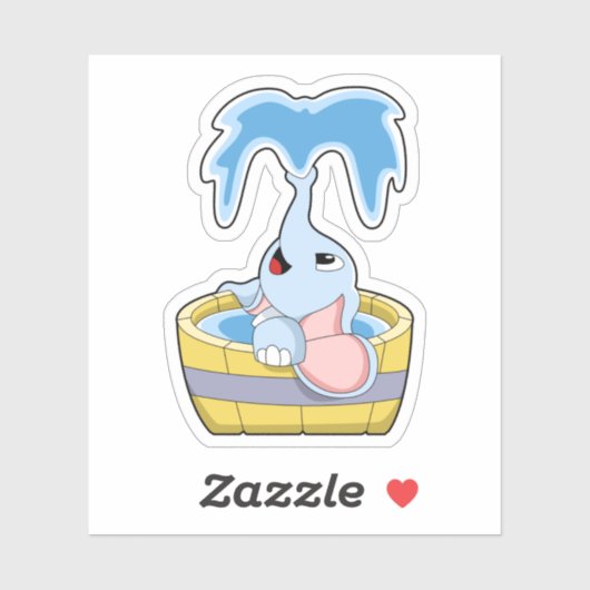 Elefant mit Badewanne voller Wasser Aufkleber (Blatt)