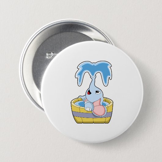 Elefant mit Badewanne voller Wasser Button (Vorne & Hinten)