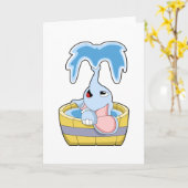 Elefant mit Badewanne voller Wasser Karte (Gelbe Blume)