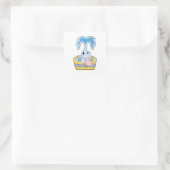 Elefant mit Badewanne voller Wasser Quadratischer Aufkleber (Tasche)