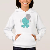 Elefant mit Ballon, blauer Elefant, Süße Tier Hoodie (Vorderseite)